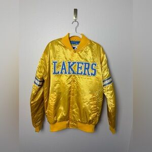 Vintage Starter Minneapolis Lakers MLPS Satin Bomber Jacket Gold Mens L NBA